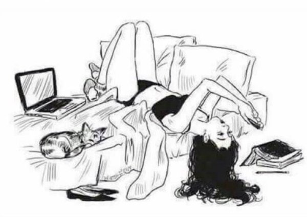 Девушка лежит рисунок