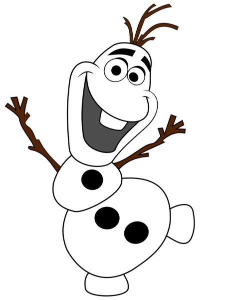 Олаф Снеговик трафарет на окно