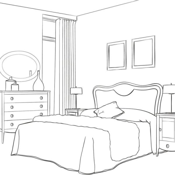 Раскраска спальная комната