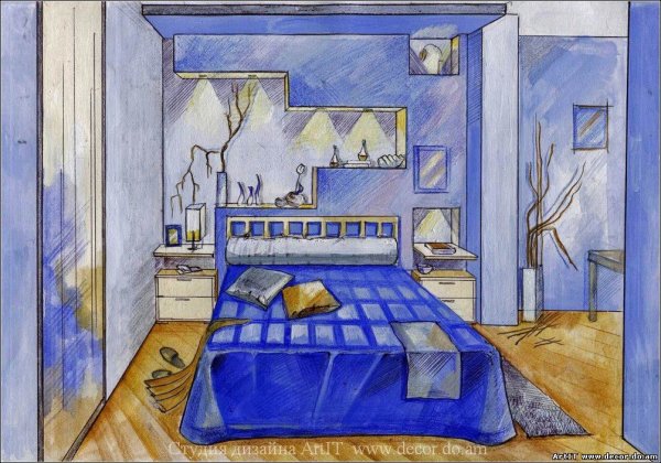 Эскизы комнаты цветные