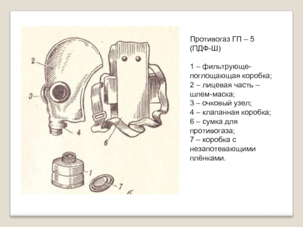 Фильтрующий противогаз ГП-5 состоит