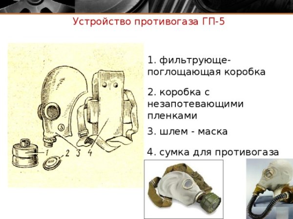 Фильтрующий противогаз ГП-5 состоит