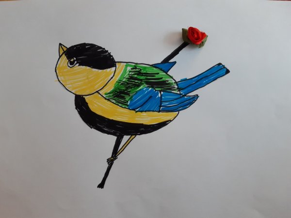 Синичка рисунок детский