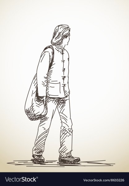 Человек идет скетч