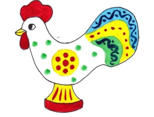Роспись петушка Дымковская игрушка