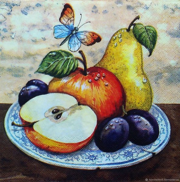 Натюрморт тарелка с фруктами