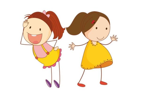 Девочка с косичками мультяшная