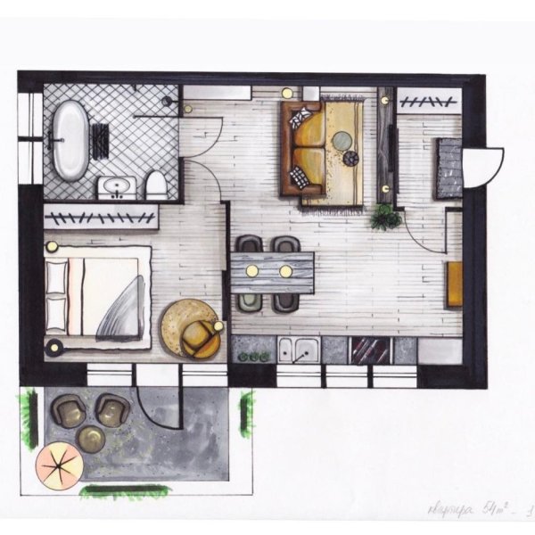 Нарисовать вид сверху