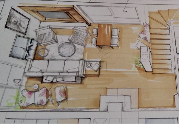 Чертеж квартиры с мебелью вид сверху