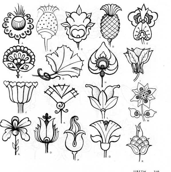 Стилизация растительных мотивов шиповник