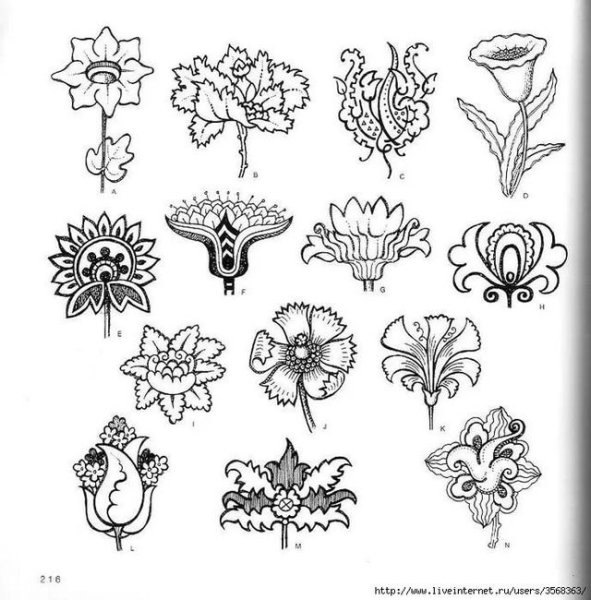 Стилизованные цветы и растения