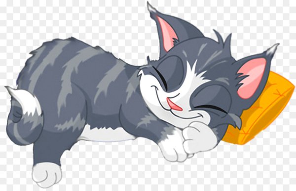 Спящий котик мультяшный