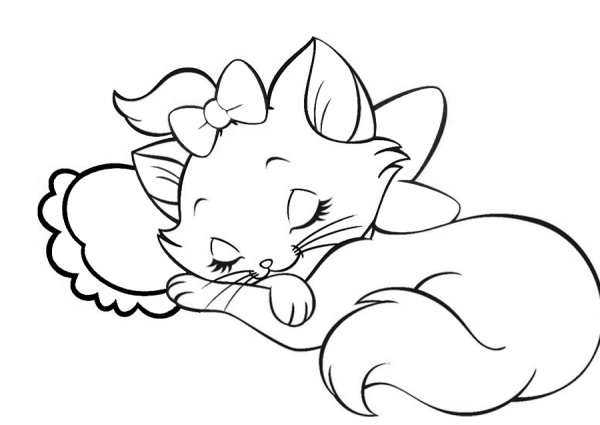 Спящий кот раскраска