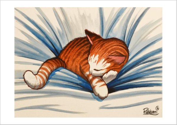 Спящий котенок арт