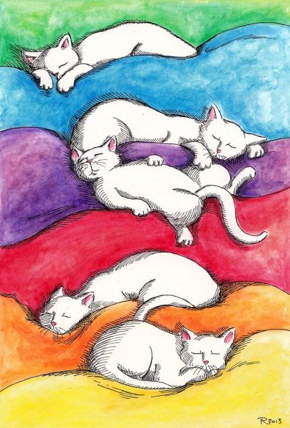 Спящий кот рисунок