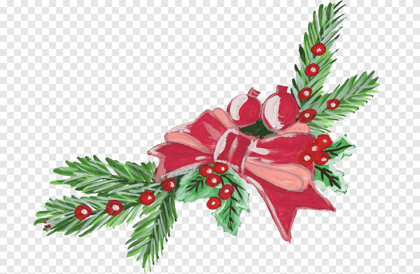 Новогодняя Еловая ветка акварель