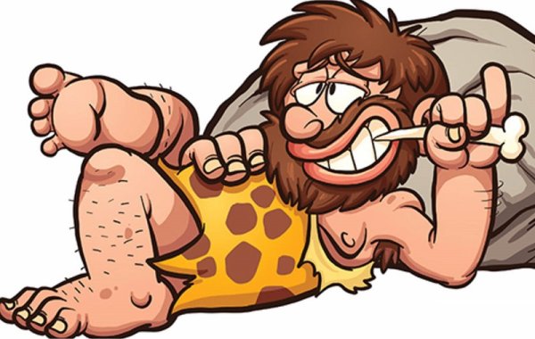 Первобытный человек на белом фоне