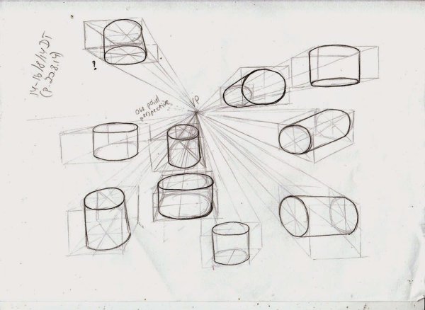 Построение цилиндра в перспективе