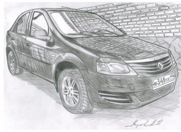 Нарисовать Рено Логан