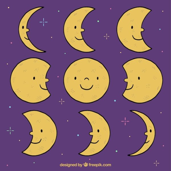 Растущая и убывающая Луна