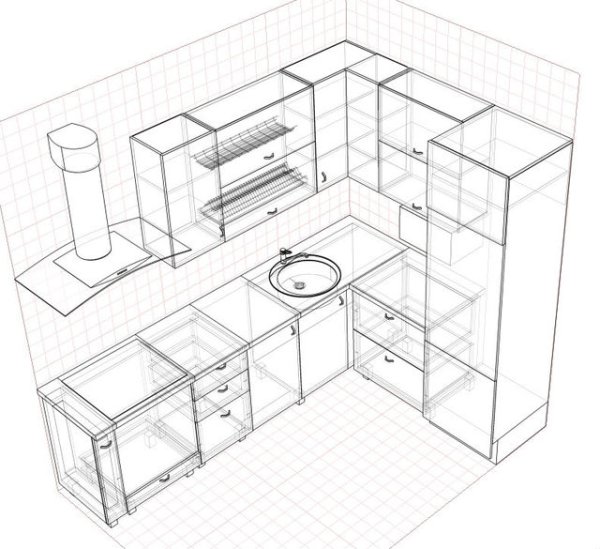 Эскиз кухни угловой