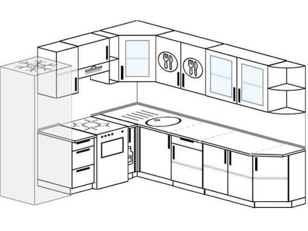 Эскиз кухни угловой