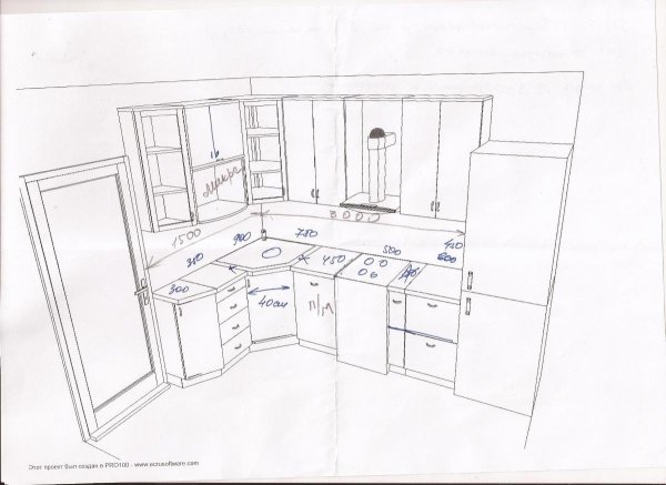 Эскиз кухни 8 кв м угловая