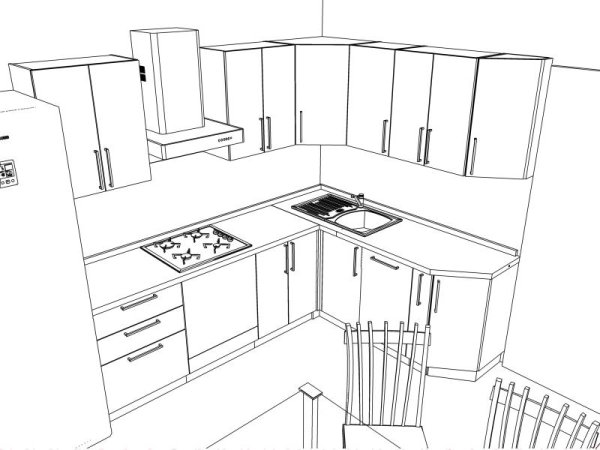 Эскиз кухни угловой