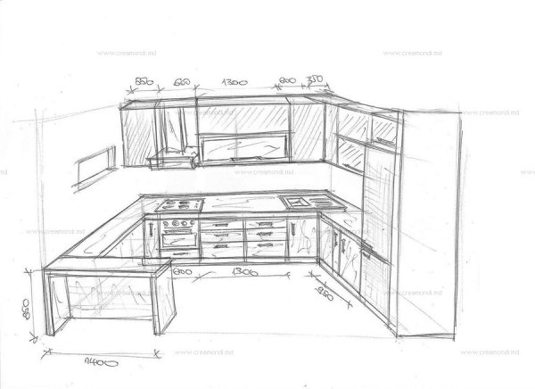 Набросок угловой кухни