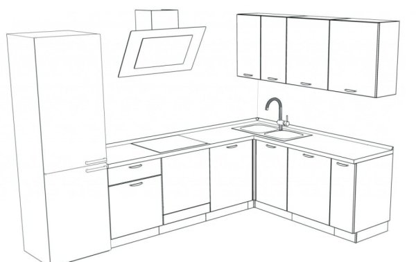 Угловая кухня планировка с размерами