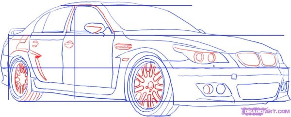 Рисунки карандашом машины БМВ м5