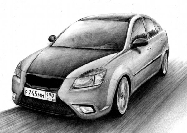 Киа Рио карандашом