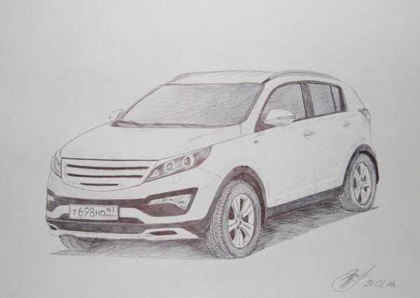 Нарисовать Kia Sportage
