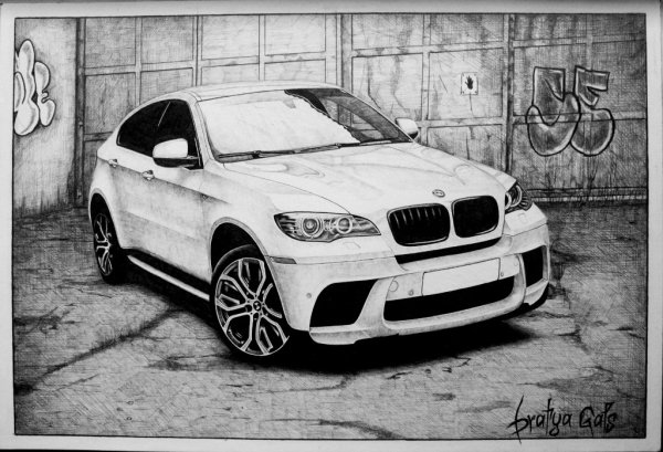 Машина БМВ х7 карандашом