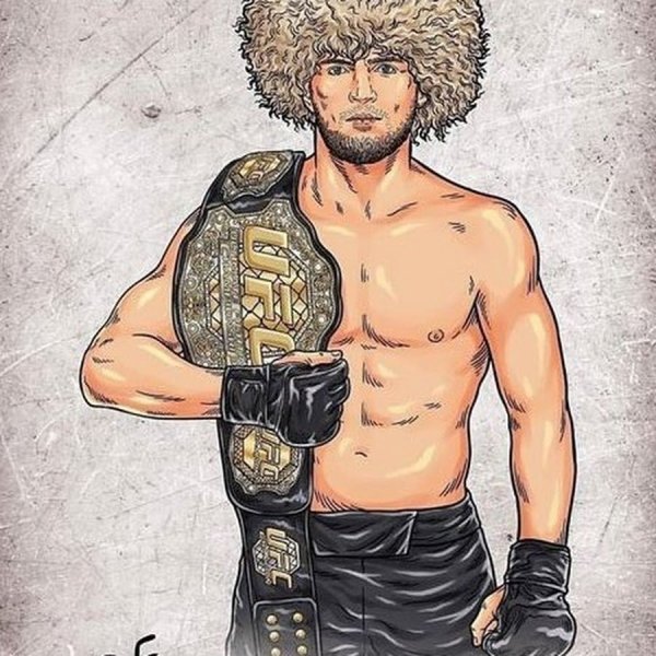 Портрет Хабиба Нурмагомедова карандашом