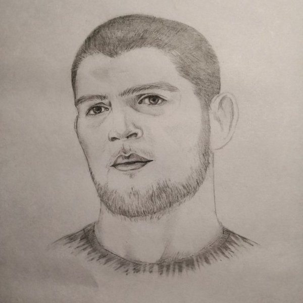 Портрет Хабиба Нурмагомедова карандашом