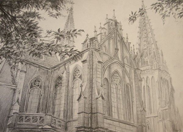 Готический собор скетч