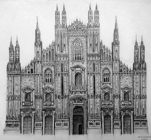 Шартр Готический собор Графика