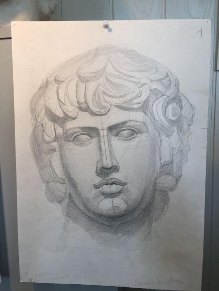 Гипсовая голова Антиноя построение