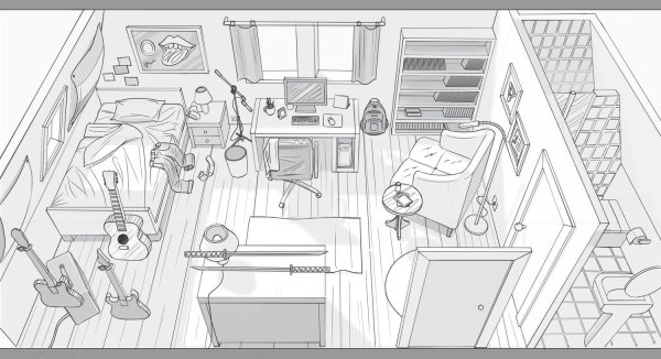 Комната эскиз с ПК