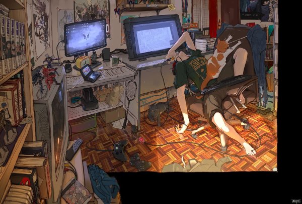 Геймерская комната карандашом