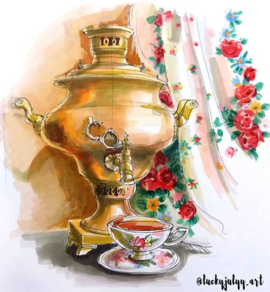 Самовар рисунок