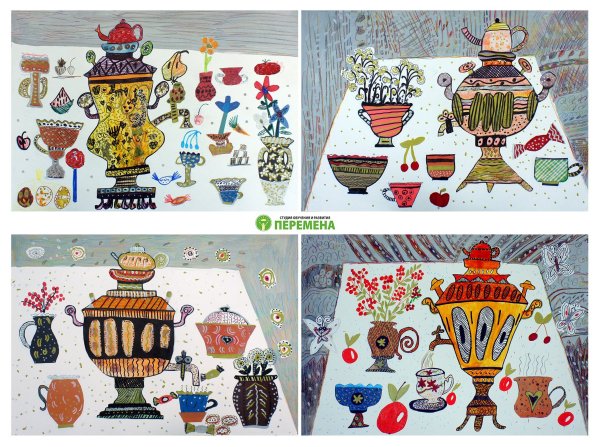 Самовар креативный рисунок