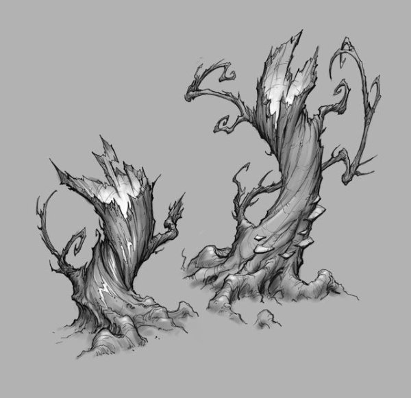 Деревья фэнтези скетч