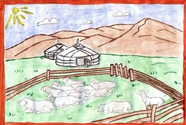 Тувинский пейзаж рисунок