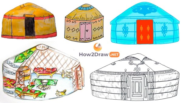 Раскраска Башкирская юрта для детей