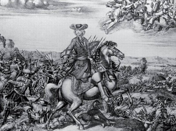 Гравюра битва Полтава