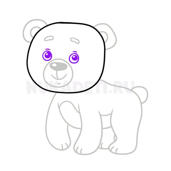 Нарисовать лицо мишки