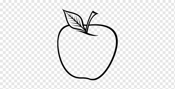 Яблоко контур на прозрачном фоне