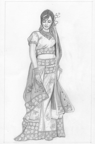Индийские платья зарисовка